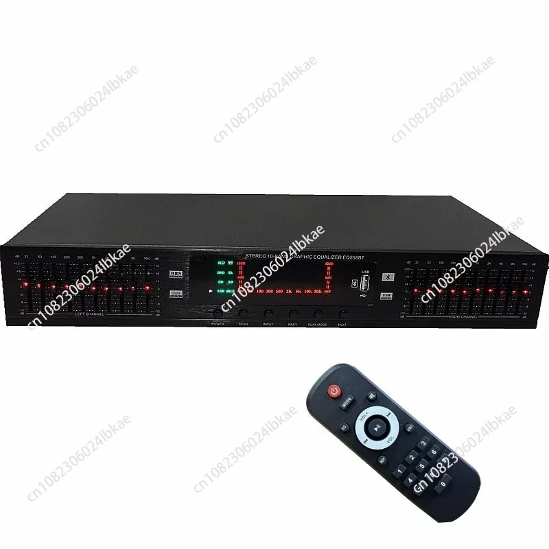 EQ-898BT HIFI Digital Stereo Preamplifier Equalizer, Dual 10-Band HD Audio Tuner with Bluetooth USB for Home Stage 220V