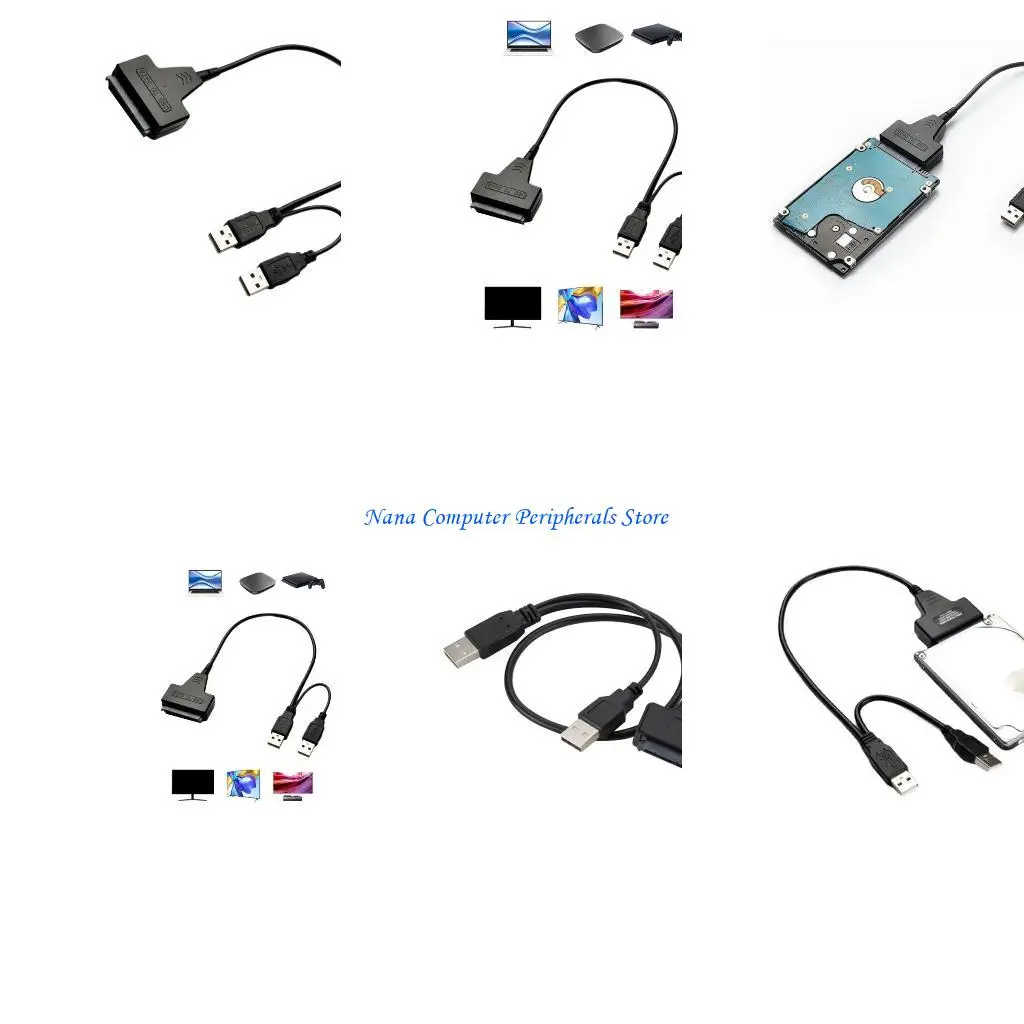 

F68C 2.5" SATAs Hard Drive to USB Cable with Power Adapter Port, LED for Data Recovery and Backup