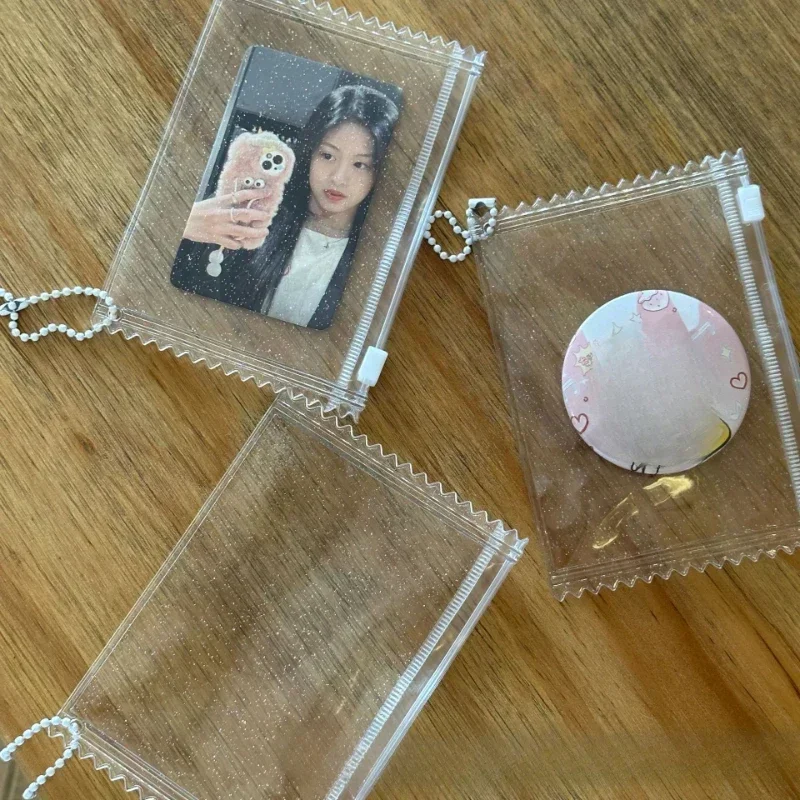 1 Piece 3 Inch Clear Transparent Badge Pin Storage Glitter Simplicity Kpop Photocard Protector Displaying Bade Schoolbag Pendant