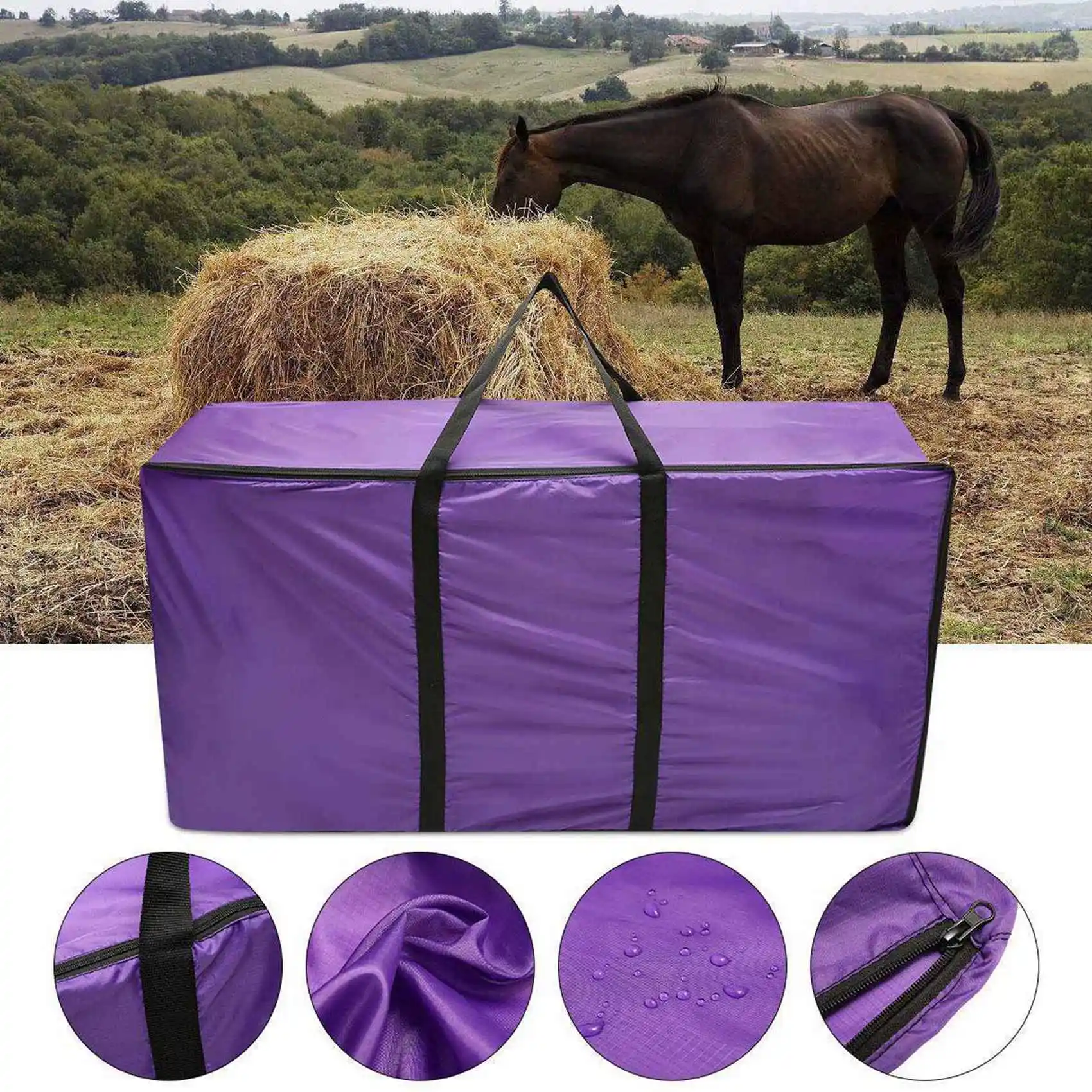 HOES-2X Hay Bale Storage Bag, Extra Large Tote Hay Bale Carry Bag, Foldable Portable Horse And Livestock Hay Bale Bags