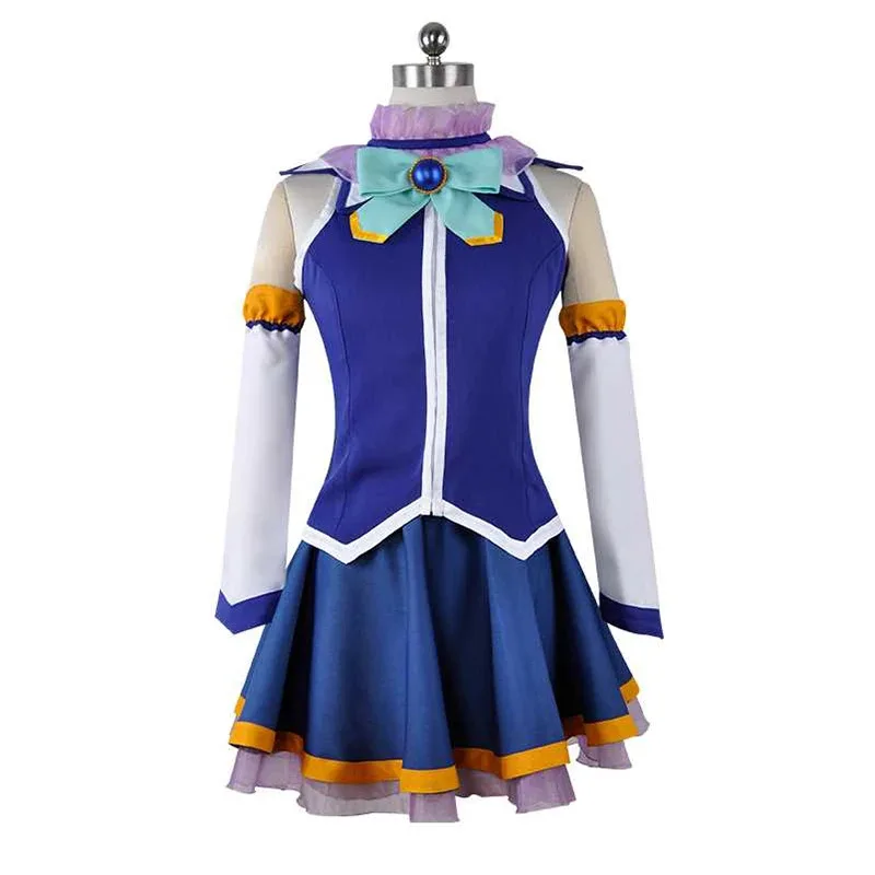 KonoSuba La Benedizione di Dio su Questo Meraviglioso Mondo Aqua Top Abito Uniforme Vestito Anime Personalizza Costumi Cosplay Parrucca mj: 3