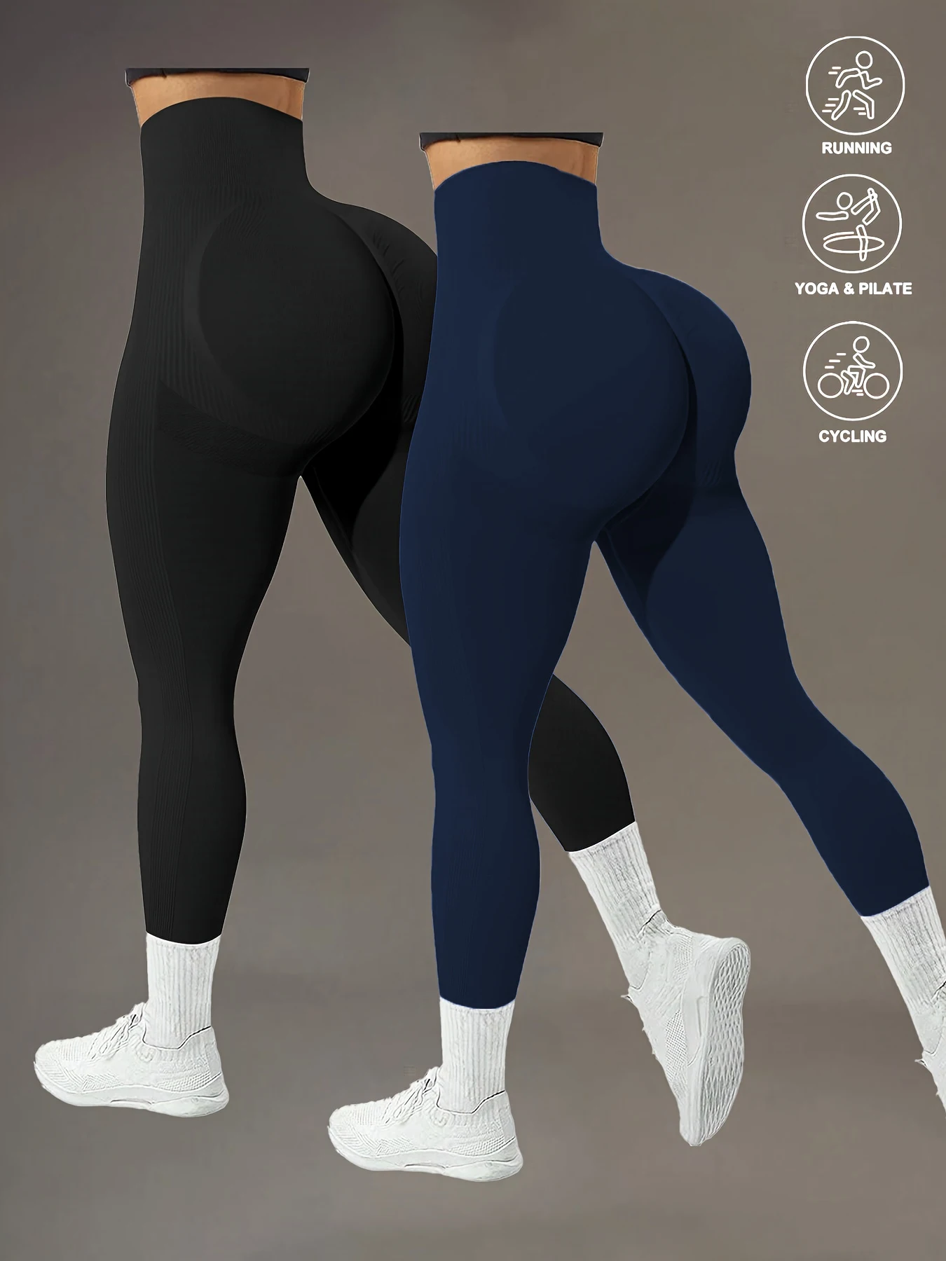 2 Pack Women High Waist Yoga Pants Butt Lifting Nylon Spandex Leggings, Ultra Stretch Buttery Soft Breathable Tummy Control Non