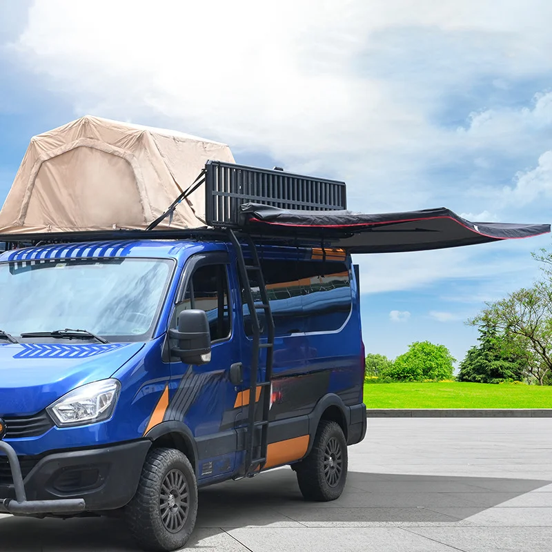 Ultra-Thin Light Weight Four-Season Rooftop Tent Waterproof Ox Fabric Quick Automatic Opening Fit 1-4 Person SUV MPV Pickup