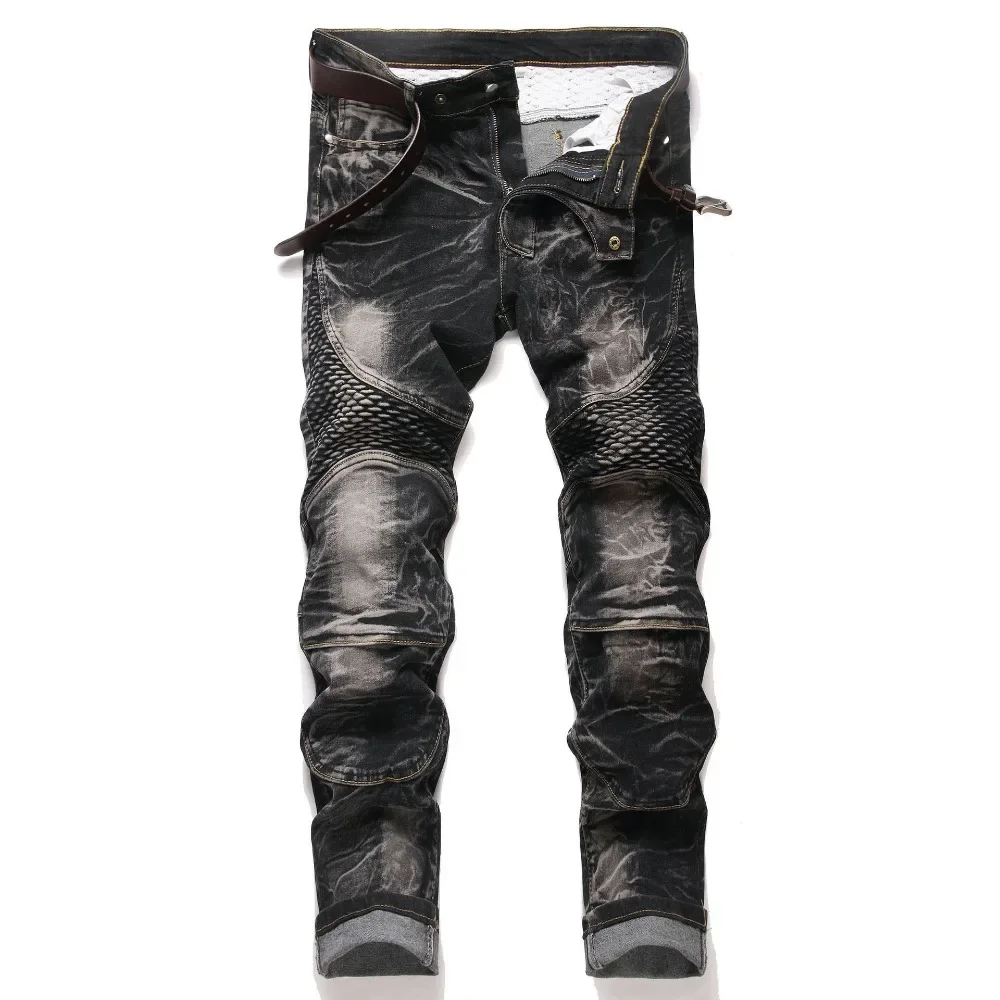 Pantalones vaqueros ajustados rasgados estilo callejero Punk para hombre, pantalones vaqueros lisos con lavado Vintage, pantalones vaqueros ajustados informales con agujeros, novedad