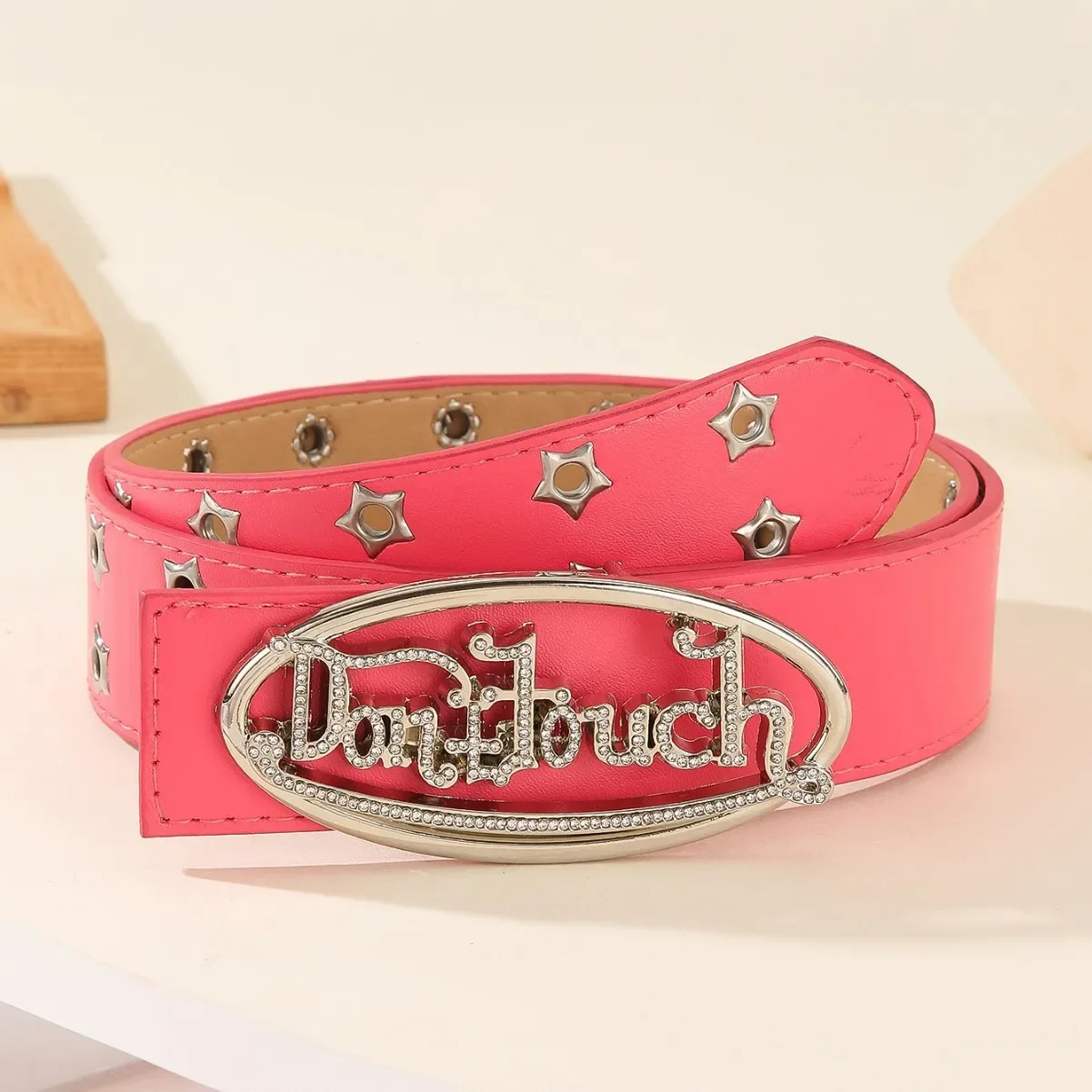 유럽 및 미국 펑크 스타일 리벳 힙합 벨트 오토바이 스타일 벨트 2025 신상 레터 라인스톤 레터 벨트