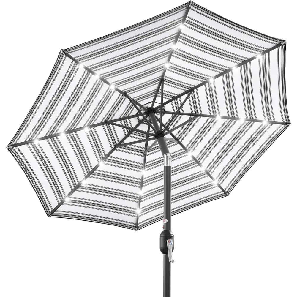 

10ft Solar Polyester LED Lighted Patio Umbrella w/Tilt Adjustment and UV-Resistant Fabric,Patio Umbrella for garden