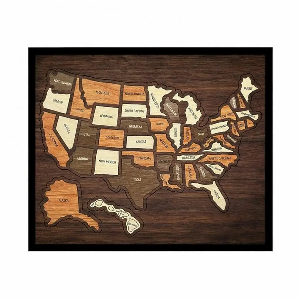 Wooden USA Travel Puzzle Board State Travel Tracker Wall Decor Interactive Trip Keepsake