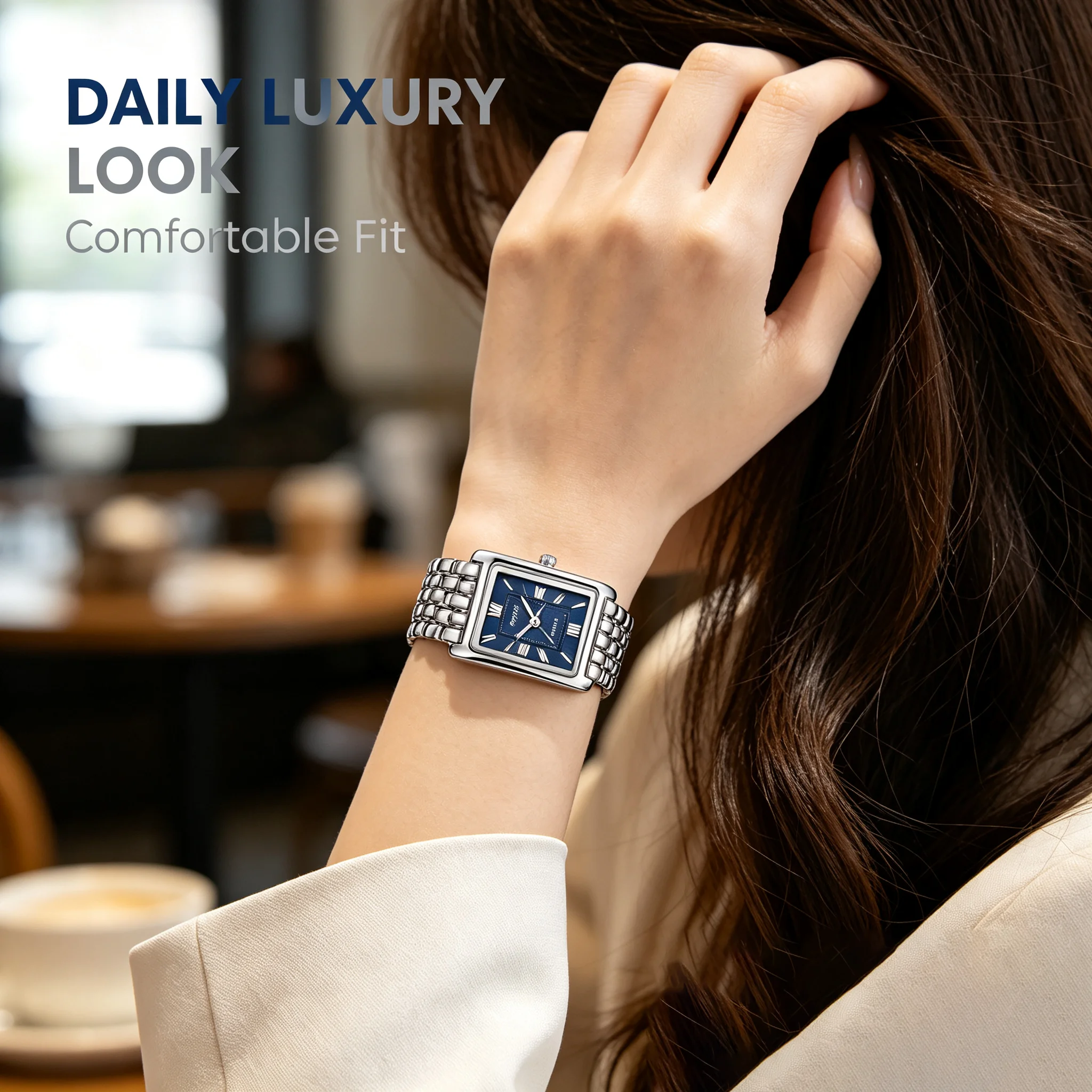LIGE Luxury Women Watches Fashion Rectangle Woman Quartz Watch Stainless Steel Band Wristwatches Reloj Mujer