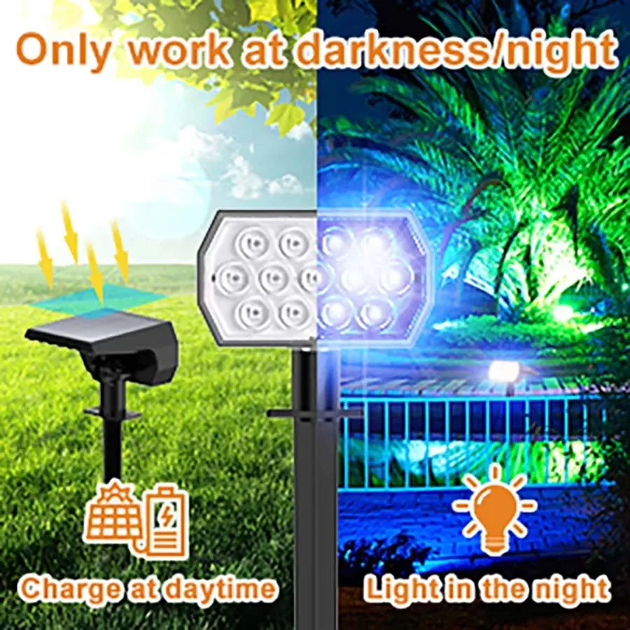 Imagem -06 - Rgb Solar Powered Landscape Path Lights Auto Ciclismo Solar Spotlight para Yard Garden 14 Cores