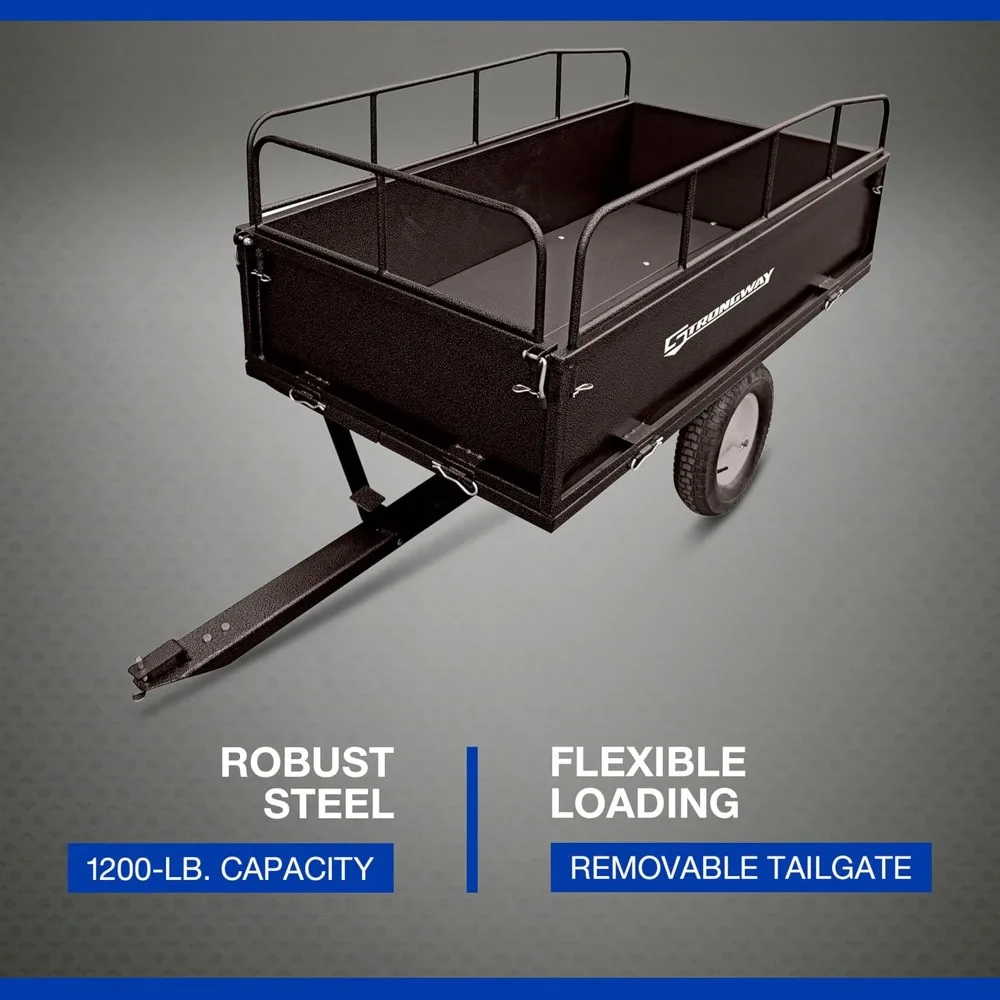 Strongway Steel ATV Trailer - 1200-Lb. Capacity, 17 Cu. Ft. Folding Trolley Cart  Carrito Para Playa