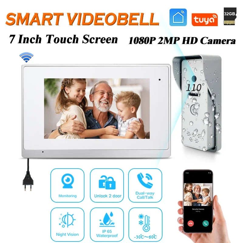 

7" kit vide door phone tuya smart wifi zigbee alexa google smart home door window tamper sprinkler timer smart water timer