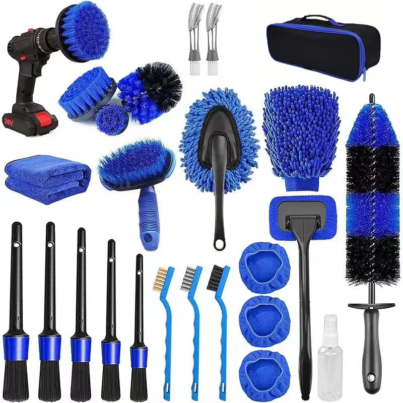 

Car Beauty Car Wash Detail Brush Kit 25-piece Set Professional Auto Care Set Wash Brush Kit Supplies Cleaning Set