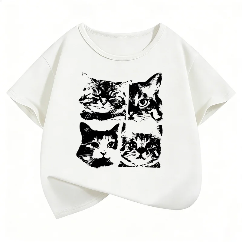 Gothic Vintage Cat Lustige T-Shirts Kurzarm Kinder T-Shirt Jungen Mädchen Sommer Frühling Casual Top T-Shirt