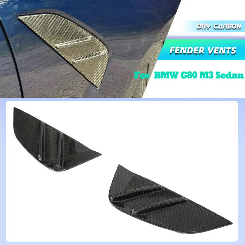 

Prepreg Dry Carbon Car Front Side Fender Air Vent Trims for BMW G80 M3 Sedan 2021-2023 Replacement Side Fender Fins Body Kits
