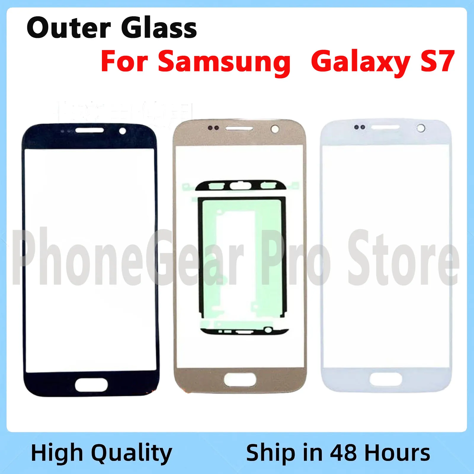 Touch Screen Front Glass For Samsung Galaxy S7 Edge G935 G935F LCD Display Touch LCD External Glass Replacement Free Adhesive