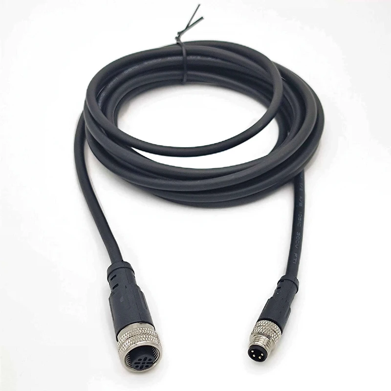 Waterproof M12 to M8 Male to Female Extension Line Aviation Plug Wire 3Pin 4Pin Sensor Connector Cable M12 to M8 Dual Head Cord