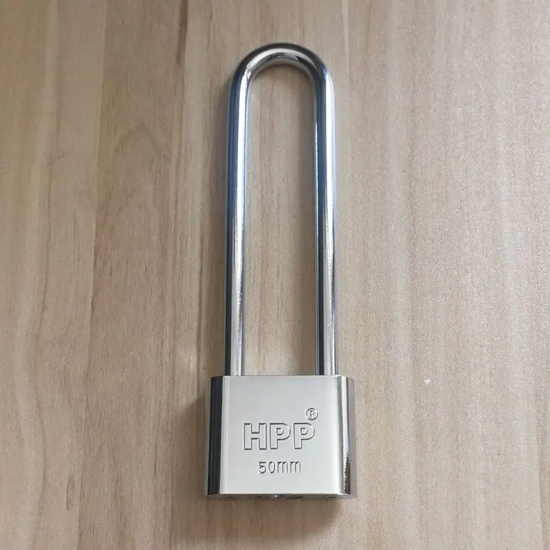 Anti-theft Imitation Stainless Steel Mortise Lock 50mm Open Extended Padlock Extra Long Hook Long Handle Lock Long Nose Lock