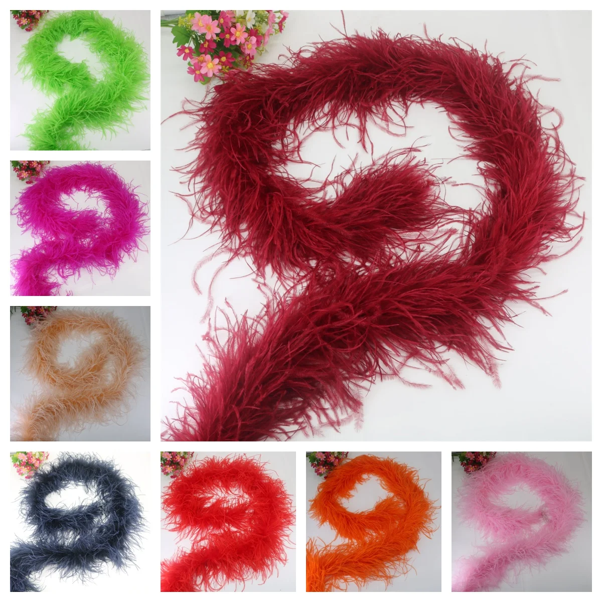 

6 Layer Ostrich Feathers Boa Decoration Party Plumas De Faisan 2 Meters Crafts Plume Dresses Decor for Clothes Centerpiece Home