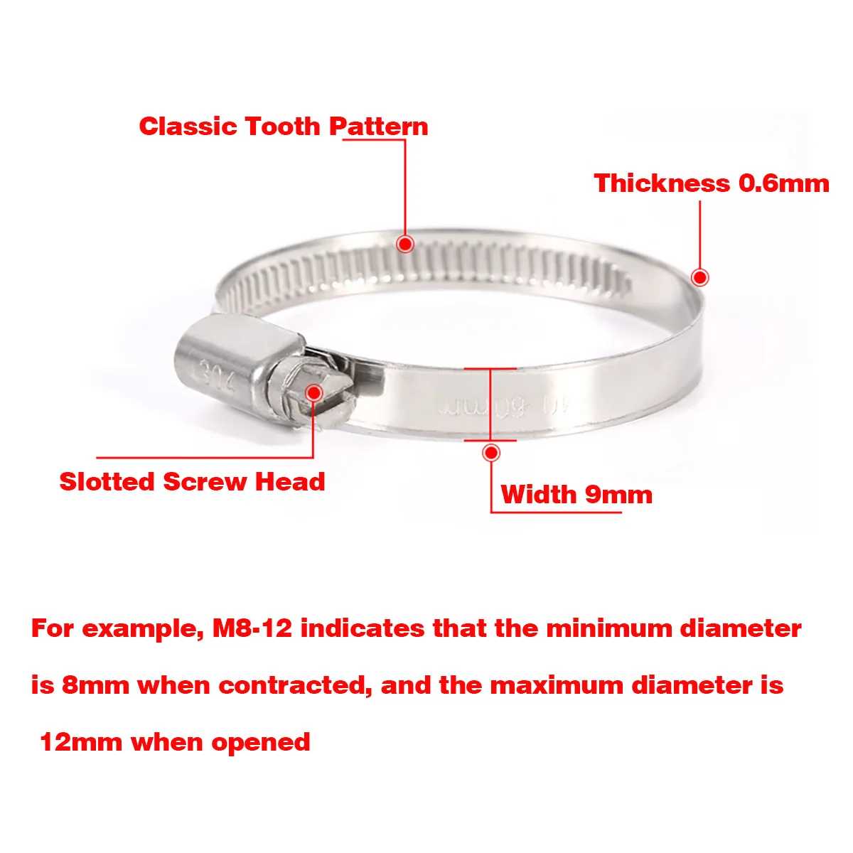 Leijiu SUS304 Stainless Steel Pipe Clamp / Clamp Holding Clamp Oil Pipe Clamp / Fixed Pipe Clamp Water Pipe Clamp Buckle