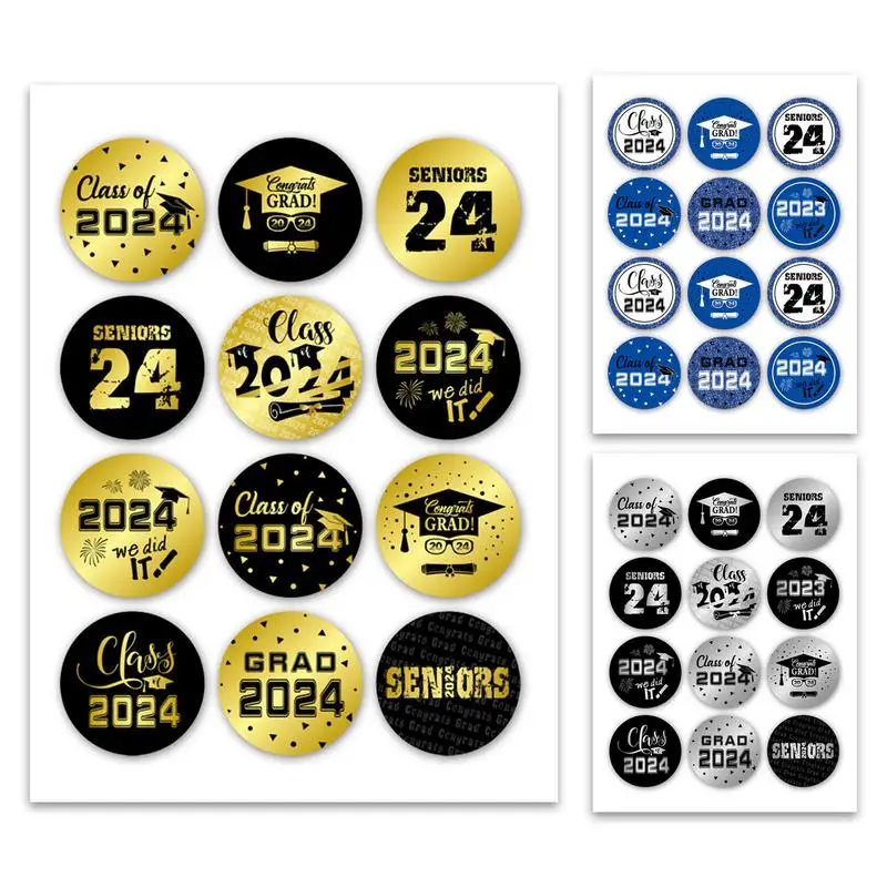 Graduation Stickers Bachelor Caps Congrats Sealing Labels Waterproof Self-Adhesive Stickers For Laptops Party Favor Supplies