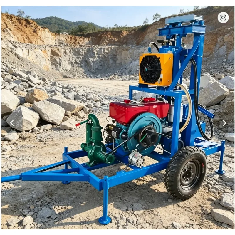 Portable 120M Hydraulic Water Well Drilling Rig Reliable Mining Borehole Drilling Machinery With Matched Drill Pipes