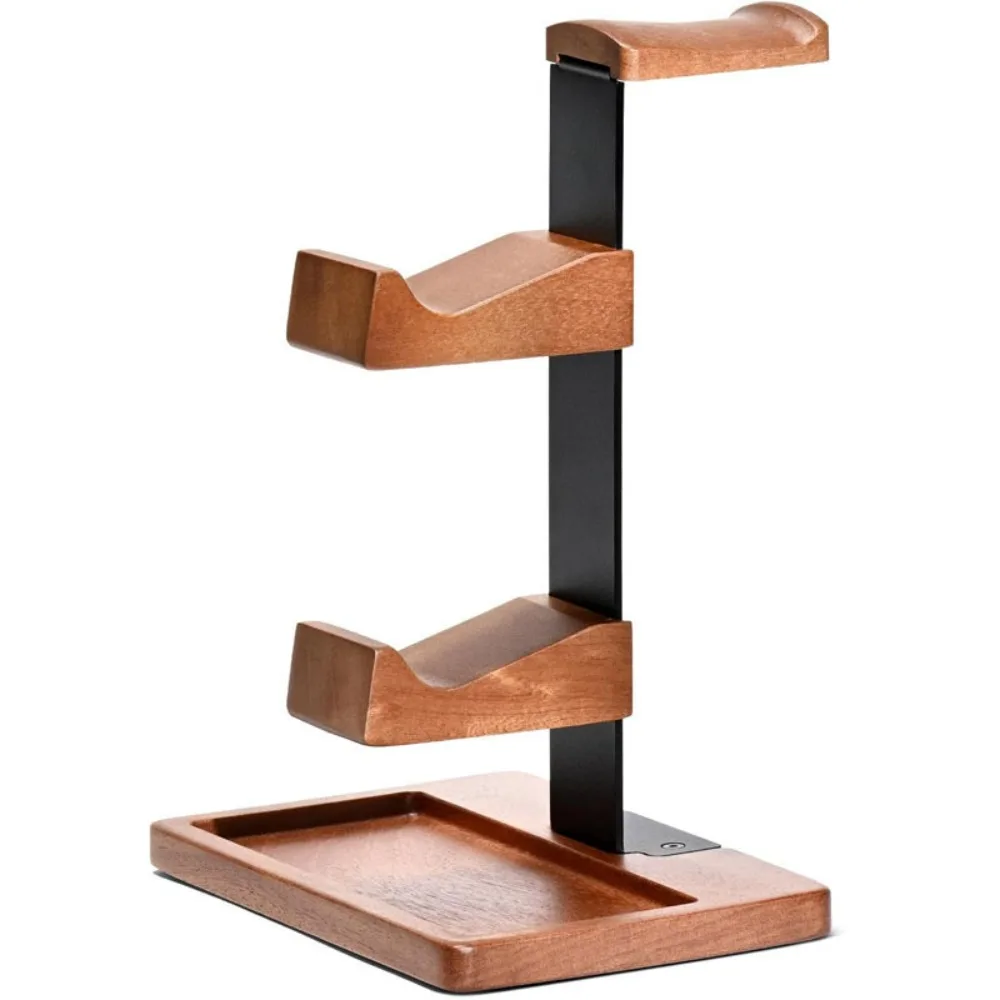 Wood Gaming Headset Stand 3 Layers Stable Game Controller Holder Universal Minimalism Controller Display Stand Gamer