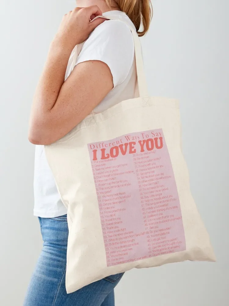 Different Ways to Say, I Love You Tote Bag Canvas shoulder bag shopping cart bags bags woman 2026
