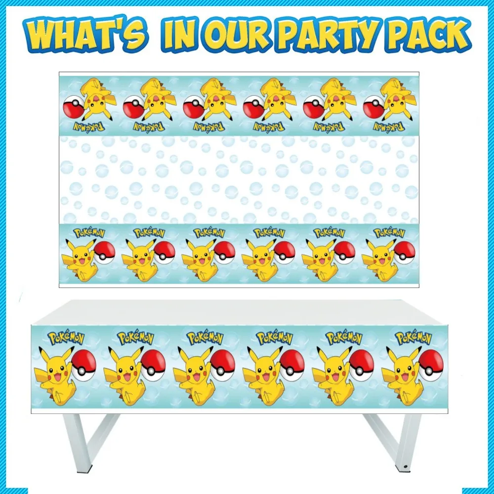 Pokemon Themed Birthday Party Decoration Pikachu Balloons Disposable Tableware Children's Party Supplies Customizable Background