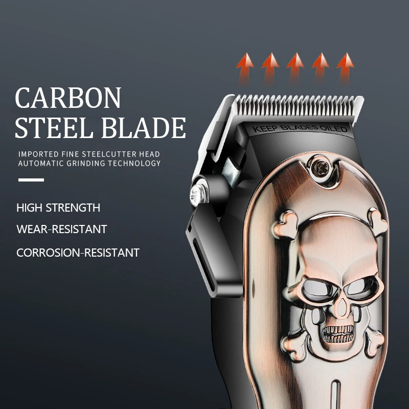 Kemei-cortadora de pelo profesional inalámbrica para hombre, máquina eléctrica ajustable con pantalla Digital LED, recargable, para Barba