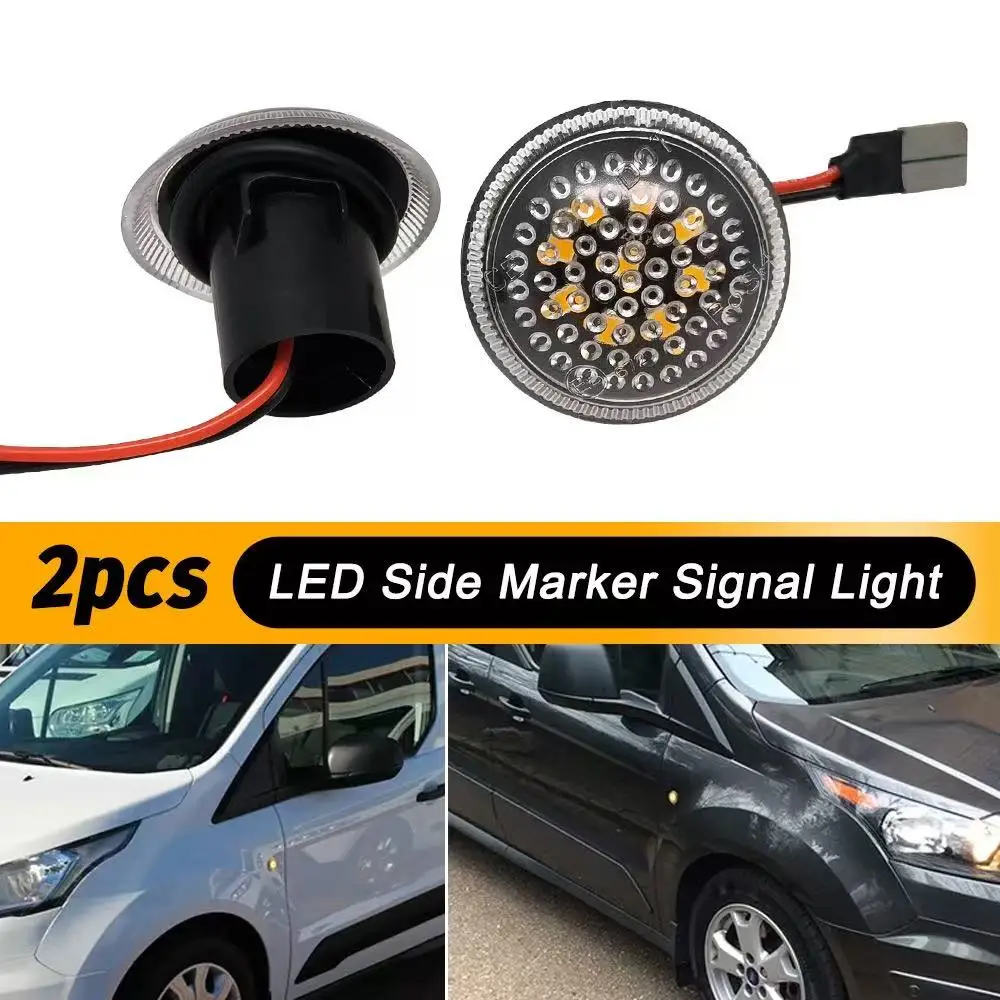 

2PCS LED Side Marker Light For Transit Connect 2010-2021 Black Clear Lens Fender Turn Signal Lamp Car Accessories Amber White