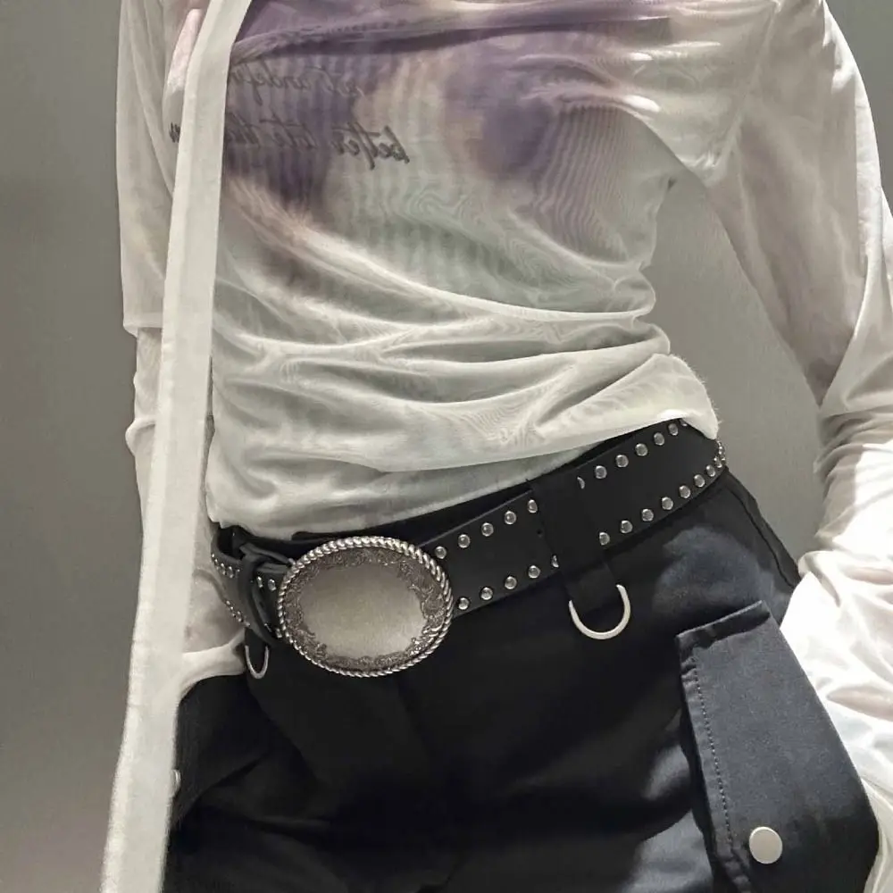 مشبك معدني ريترو برشام حزام خصر خمر مطبوعة Y2k الشرير نمط حزام الكورية نمط Egirl نمط الجينز زنار فتاة حار