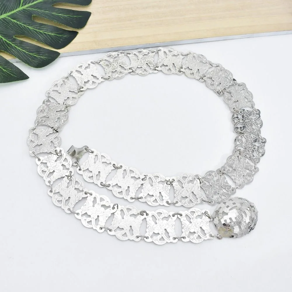 خمر الفضة العرقية نمط حزام التقليدية ماليزيا المعادن الخصر سلسلة شرابة الجوف خارج الذهب حزام مهرجان التبعي #3