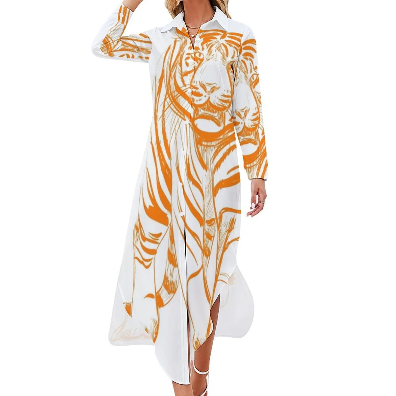 

Tiger Long Sleeved Shirt Dress evening dress women Casual dresses dresses with long sleeves dresses for woman 2024