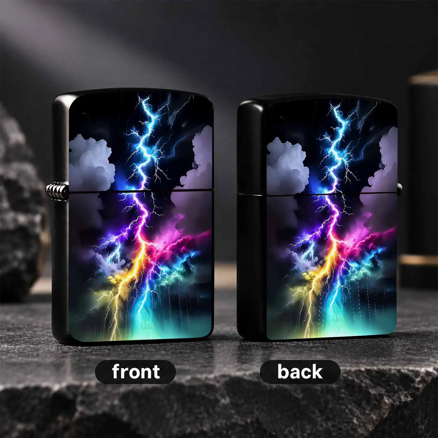 Colorful Gradient Lightningthemed Lighter, Artistic Electric Light Printed Portable Igniter, Trendy Cool Creative Accessory, Practical Carry-On Item For Daily Outdoor Scenes, Unique Exquisite Fashion Present For Friends A Humorous And Inter