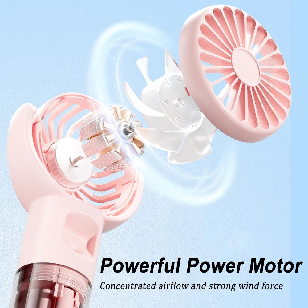 Mini-Ventilator, tragbarer Handventilator, Wassernebel-Ventilator, kleiner Sprüh-Luftbefeuchter-Ventilator, USB-wiederaufladbarer tragbarer Ventilator, neuer Handventilator, Luftkühler – Detail 7