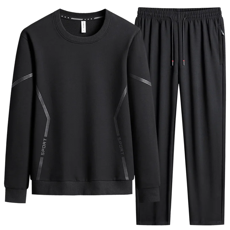 Set di abbigliamento sportivo da uomo in 2 pezzi taglie forti: colletto rialzato traspirante ad asciugatura rapida per palestra, corsa e abbigliamento casual primaverile