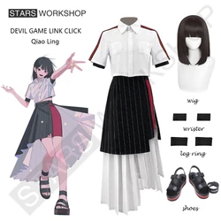 Anime DEVIL GAME LINK CLICK Qiao Ling Cosplay Costumes Women Shirt Skirt Uniform Outfits Halloween Carnival Party Suit