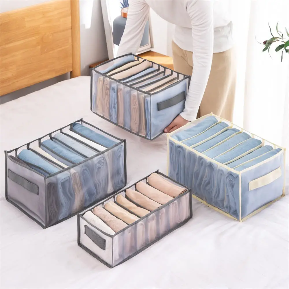 Clothes Organizer Jeans Pants Storage Box Wardrobe Drawer Organizer For Underwear Bra Ties T-Shirt Socks Organization System