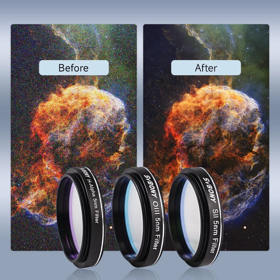 SVBONY SV227 5nm H-Alpha SII-CCD OIII-CCD SHO Narrow-Band Filter Kit for DSO 1.25