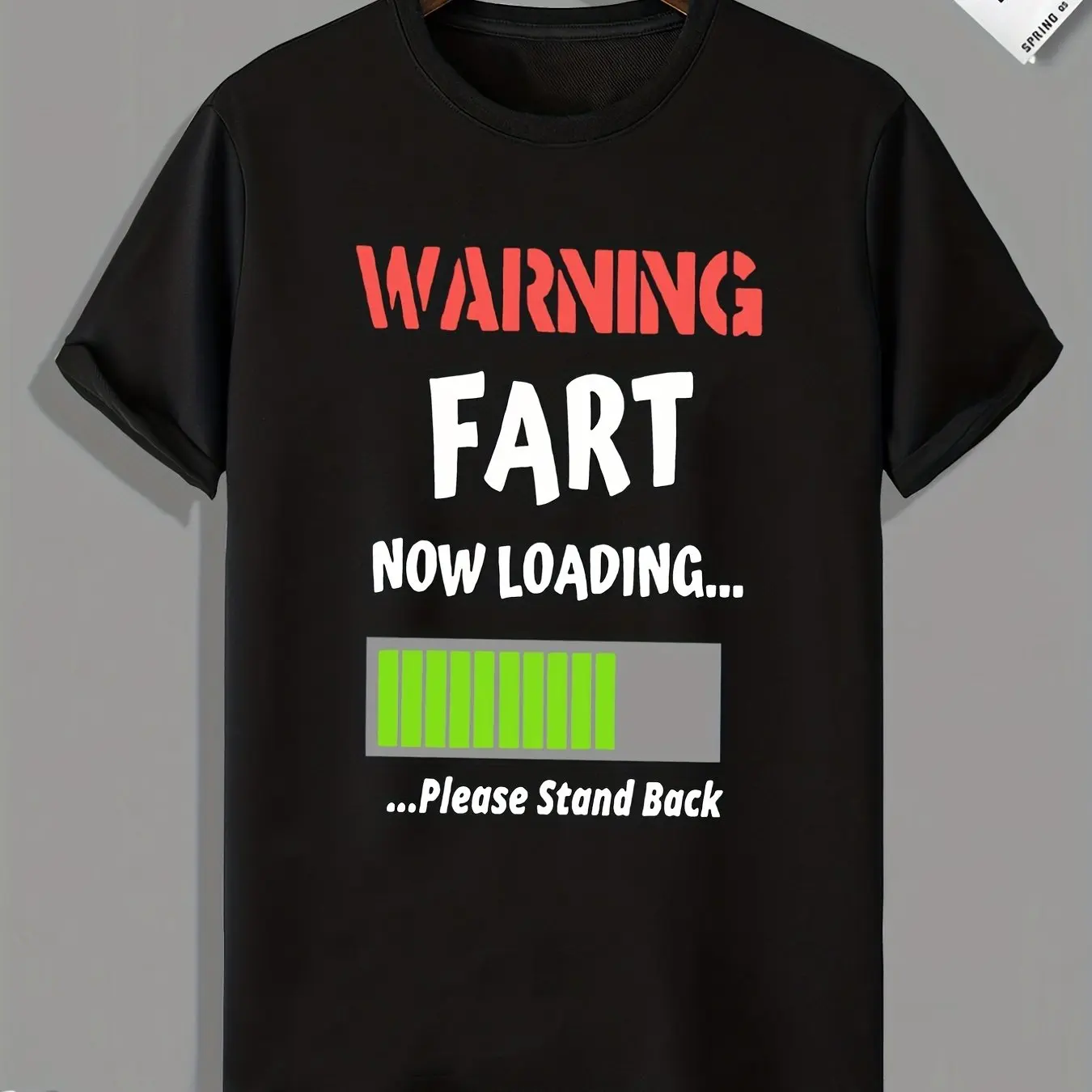 

Men's Summer Loose 100 Cotton Warning Fart Print T-shirt Top, Casual Harajuku Top, Funny Graphic T-shirt