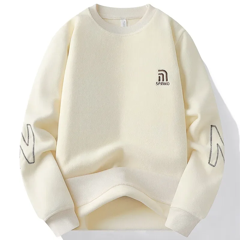 Fashion Thick Hoodie Mens Winter Fleece Pullover Men\'s Winter Clothes Elegant Luxury Brand White Green Pullovers