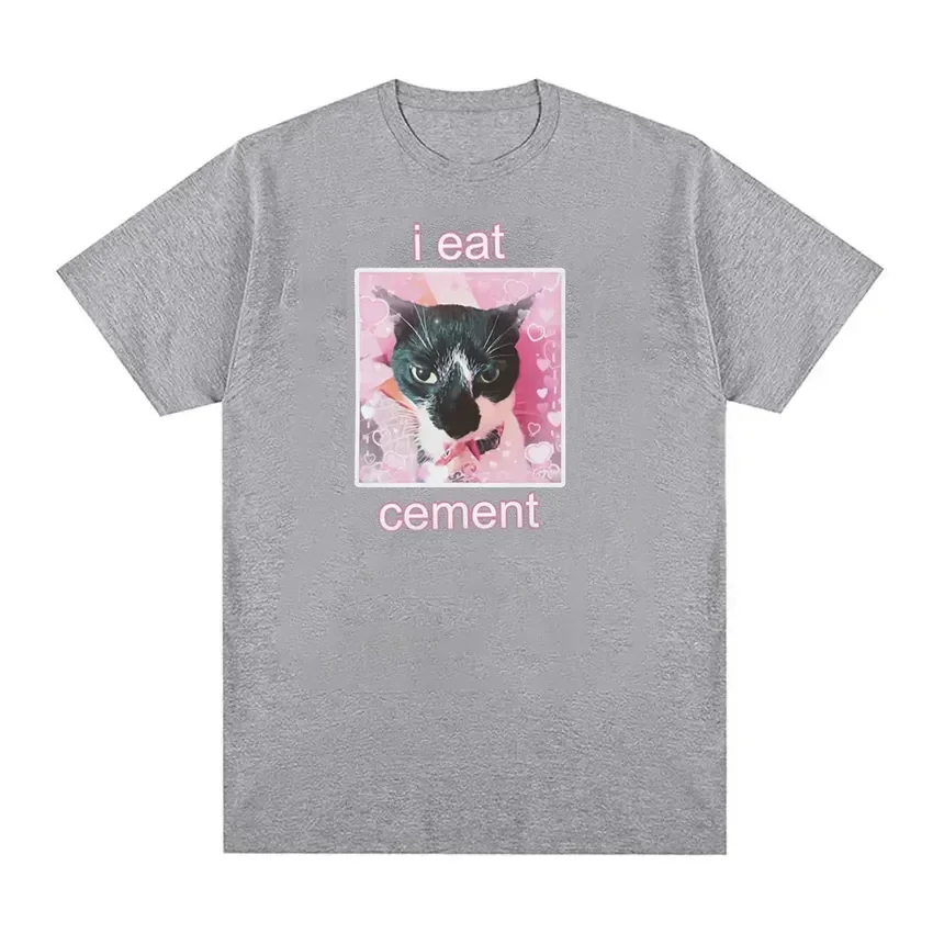 Funny I Eat Cement Cat Meme Graphic T-Shirt Women Fashion Casual Short Sleeve T-shirts Summer Tops T Shirt