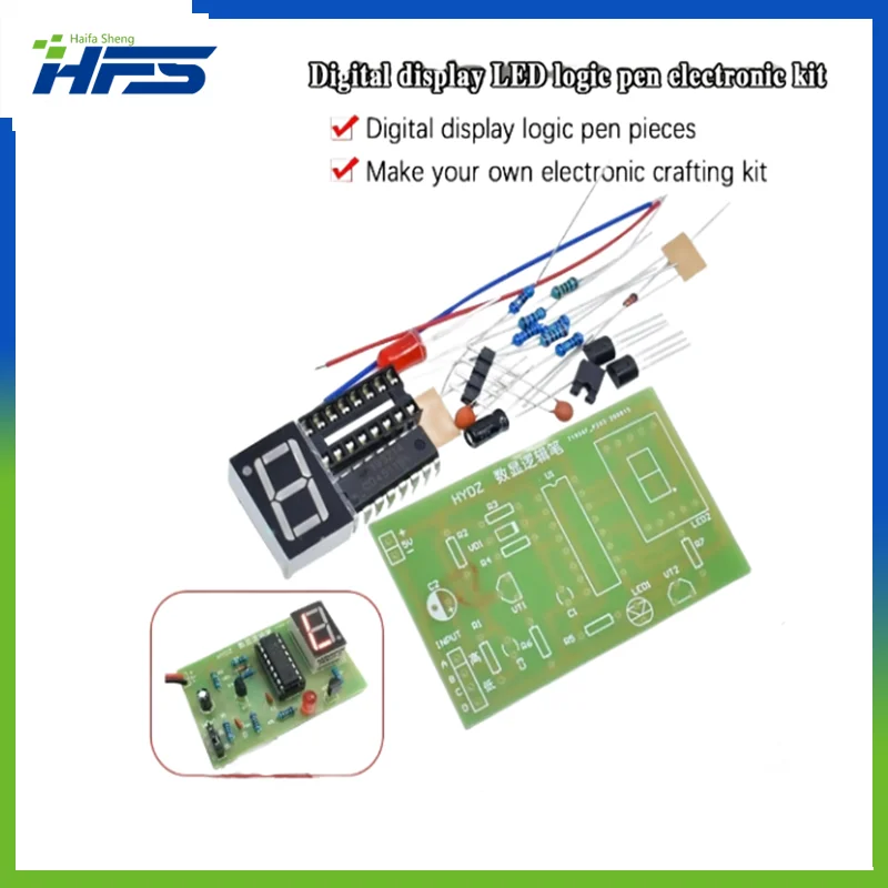 

DIY LED pcb Digital Display LED Logic Pen Electronic Kit High and Low Level Test Circuit Soldering Practice Board Kit