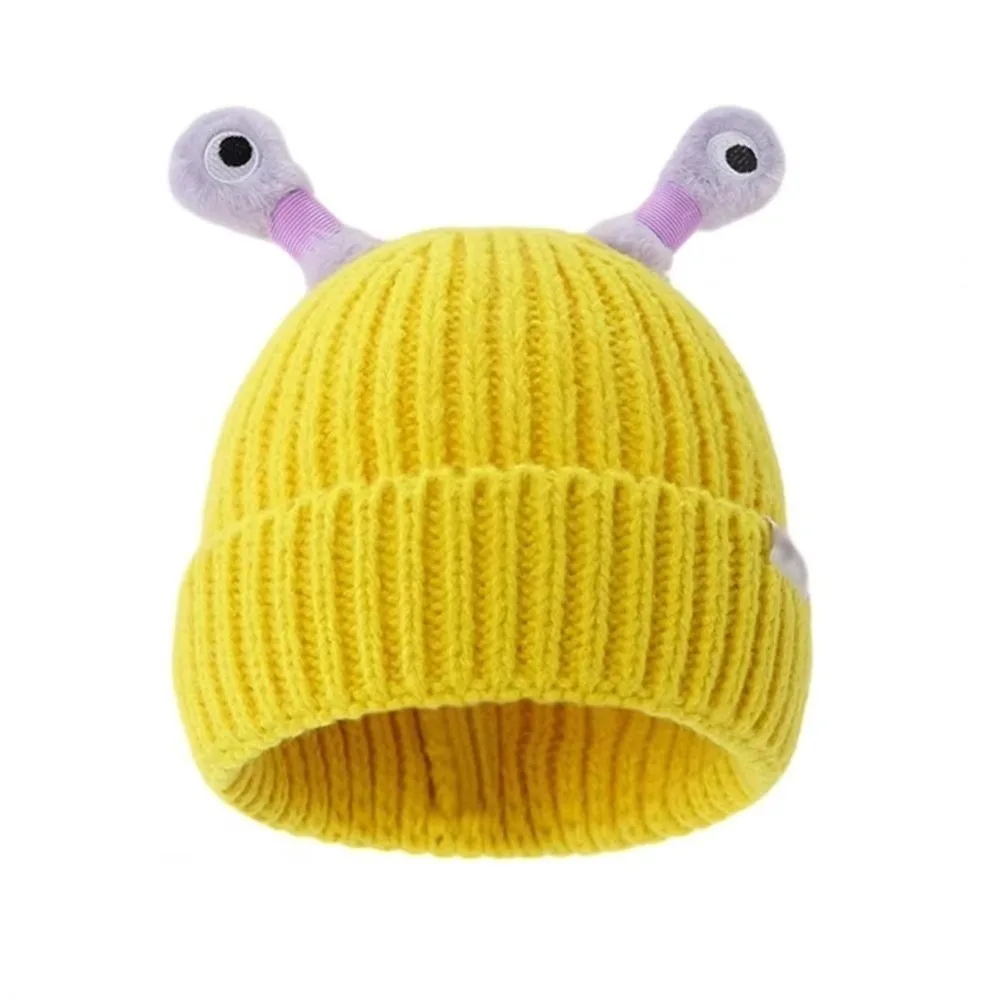 

Funny With Eyes Knitted Beanies Hat Solid Color Warm Winter Hat Wear Resistant Knit Hat for Women Girls Parent-Unisex Style
