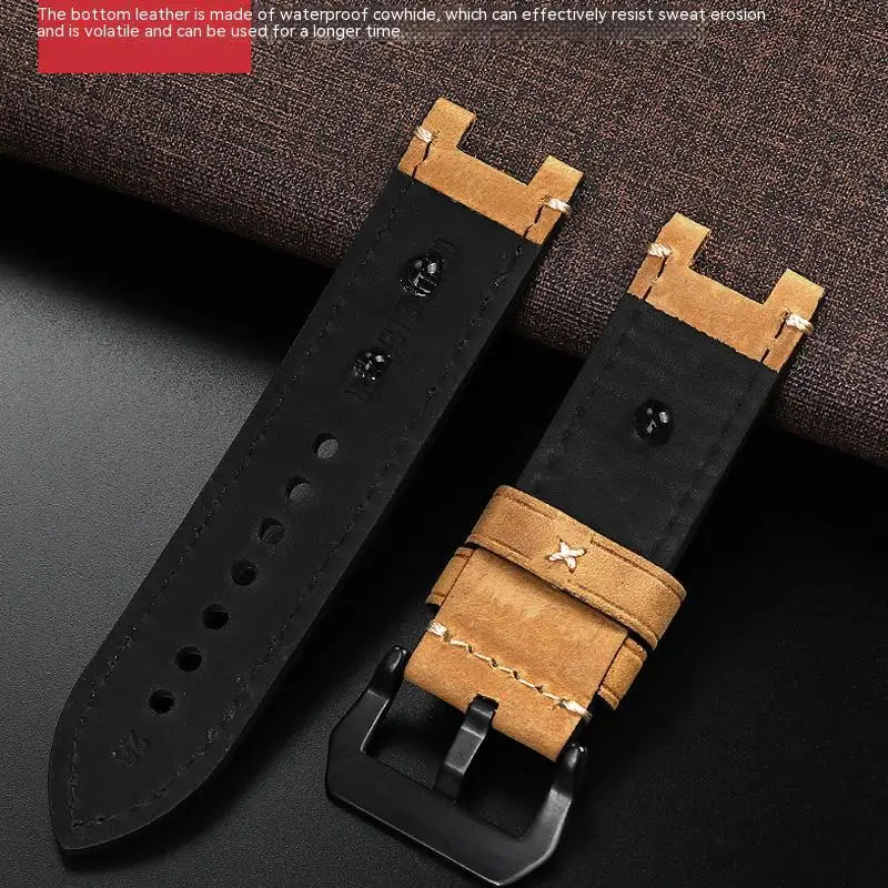 Correa de piel de vaca esmerilada para hombre, conector hembra para casiog-shock GST-B100/W300/400G/S120/W130L, correa de reloj de cuero genuino de 26mm