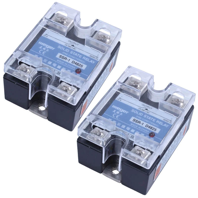 2X MGR-1 D4825 Single-Phase Solid State Relay SSR 25A DC 3-32 V AC 24-480 V