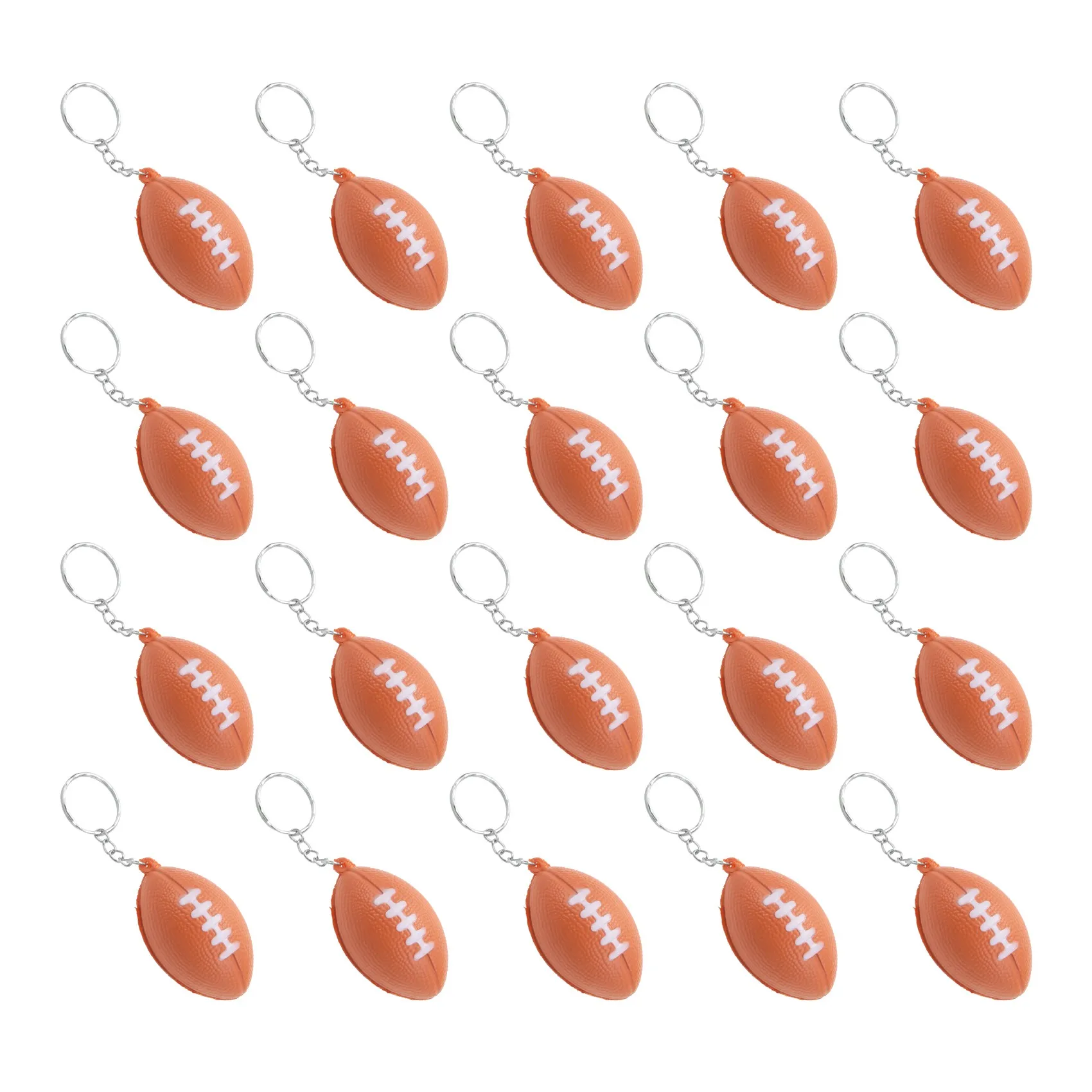 20 Pack Rugby Ball Keychains for Party Favors,Rugby Stress Ball,School Carnival Reward,Sports Centerpiece Decorations