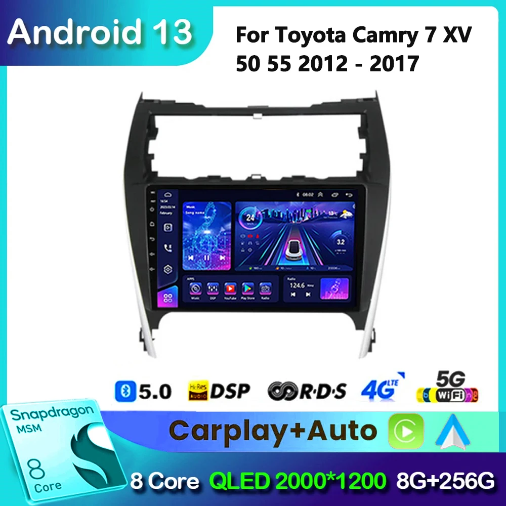 For Toyota Camry 7 XV 50 55 2012 - 2017 US EDITION Android Carplay Multimedia Video Player 2 DIN GPS Auto Bluetooth Car Stereo