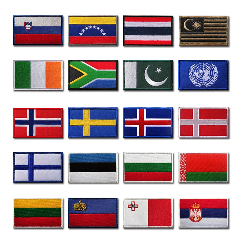 world europe africa countries flags Patch Badges Hook Loop Ireland Denmark Norway Pakistan Finland Armband 3D Stick on Backpack