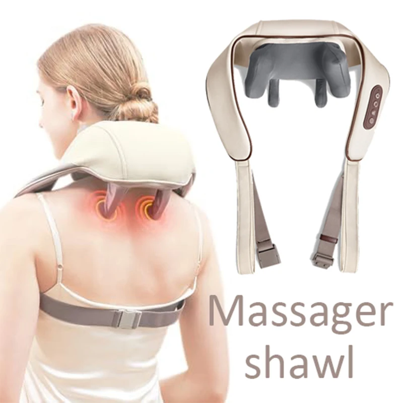 

Wireless Neck Back Massager Powerful 5D Shiatsu Heated Kneading Cervical Muscle Relaxing Massage Shawl Trapezius Massage Pillow